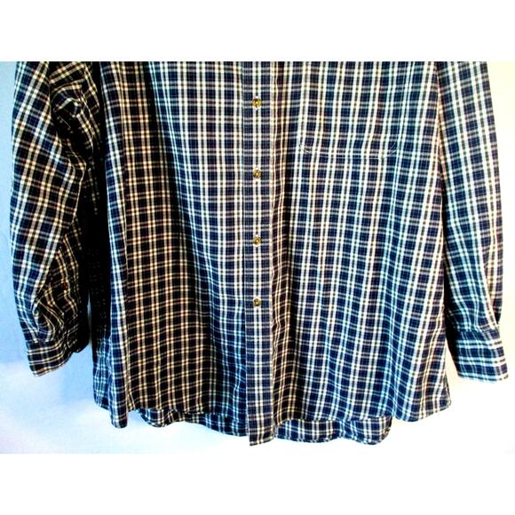 Varsity Club Men's Blue Plaid Print Long Sleeve Button Front Shirt Size 17 - Picture 3 of 8